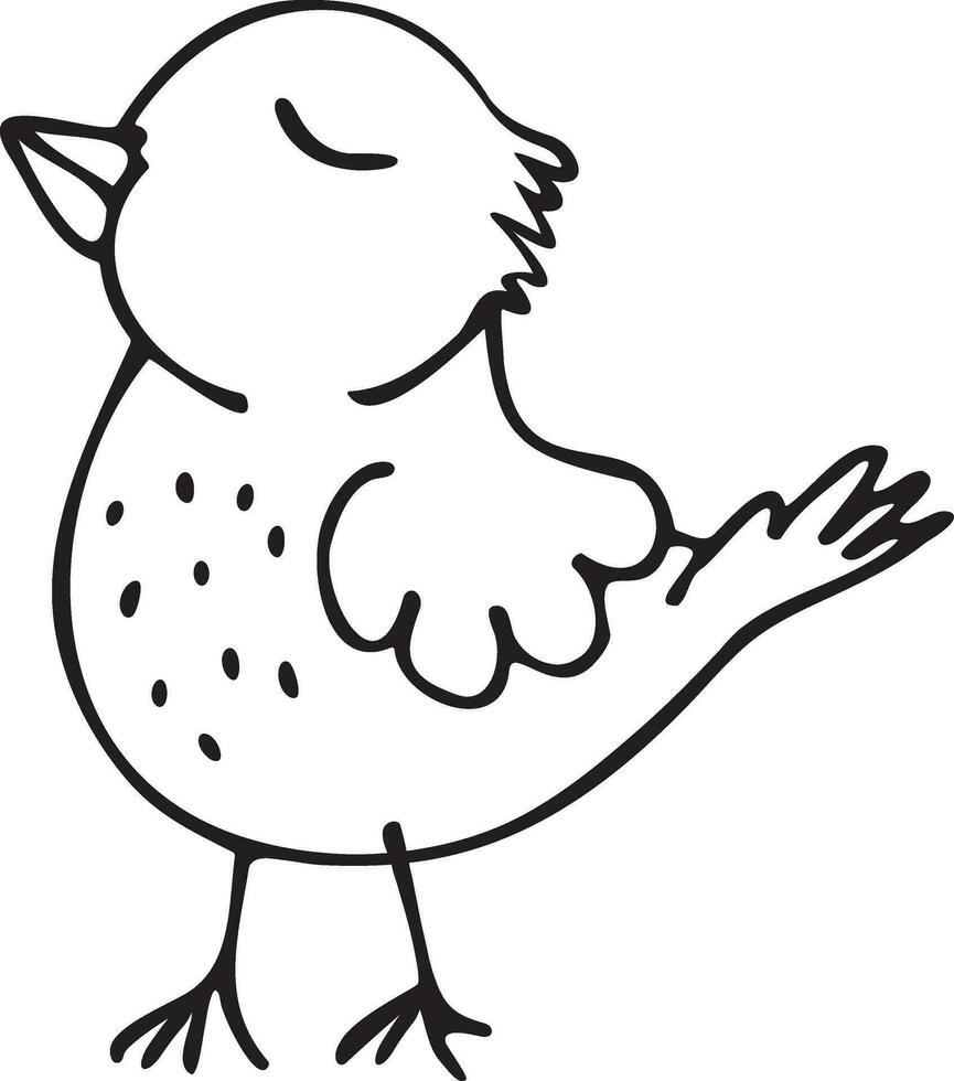 a black and white drawing of a chick bird vector