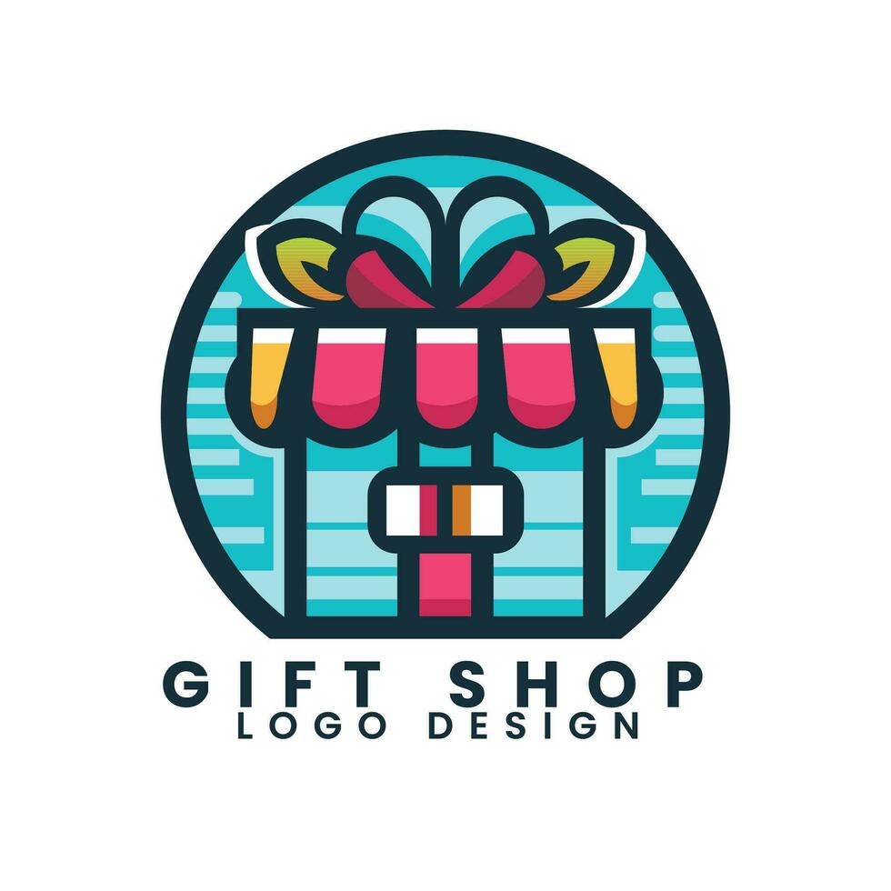 Gift shop decoration item kids shop corner logo design vector template