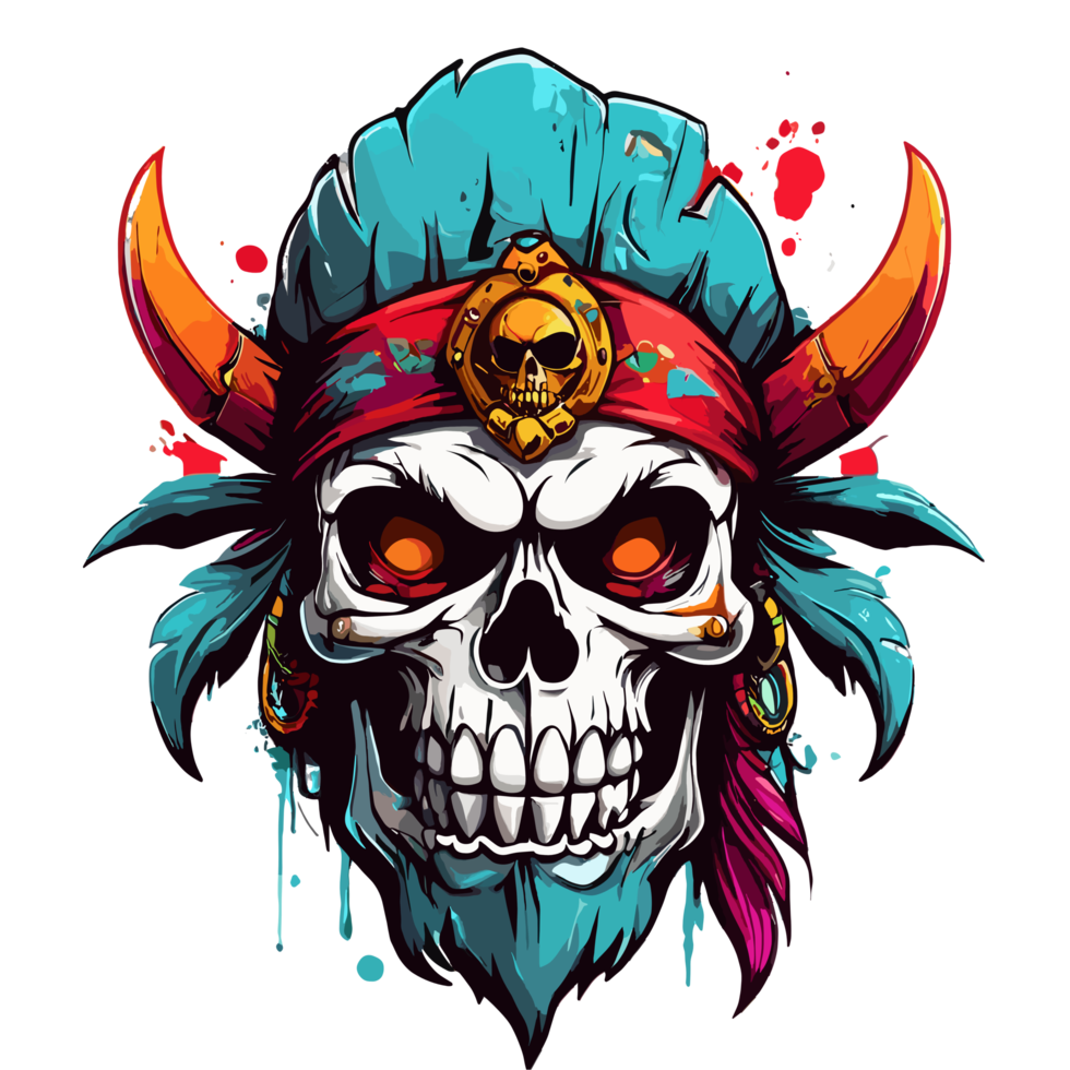 AI generated vector illustration of a skull with a pirate hat png