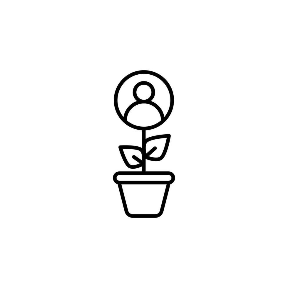 User in Flower Simple Minimalistic Outline Icon. Suitable for books, stores, shops. Editable stroke in minimalistic outline style. Symbol for design vector