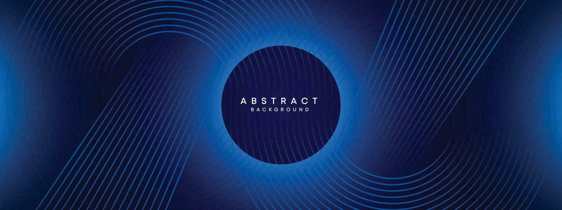 Abstract Dark Blue Waving circles lines Technology Background. Modern gradient with glowing lines shiny geometric shape and diagonal, for brochure, cover, poster, banner, website, header vector