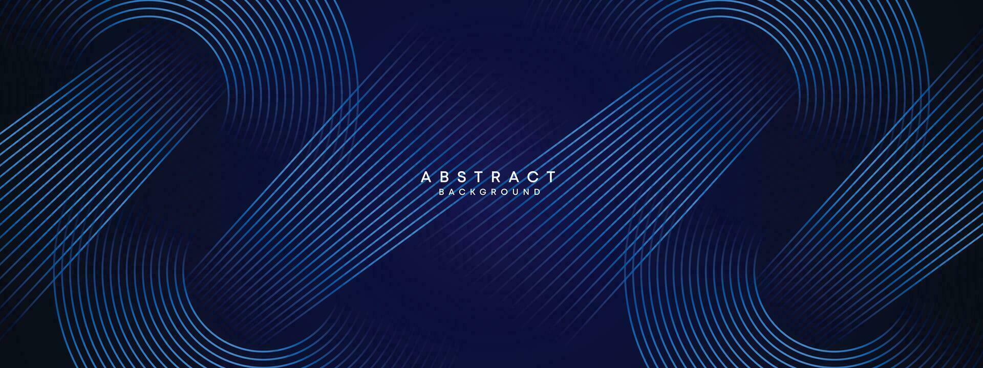 Abstract Dark Blue Waving circles lines Technology Background. Modern gradient with glowing lines shiny geometric shape and diagonal, for brochure, cover, poster, banner, website, header vector