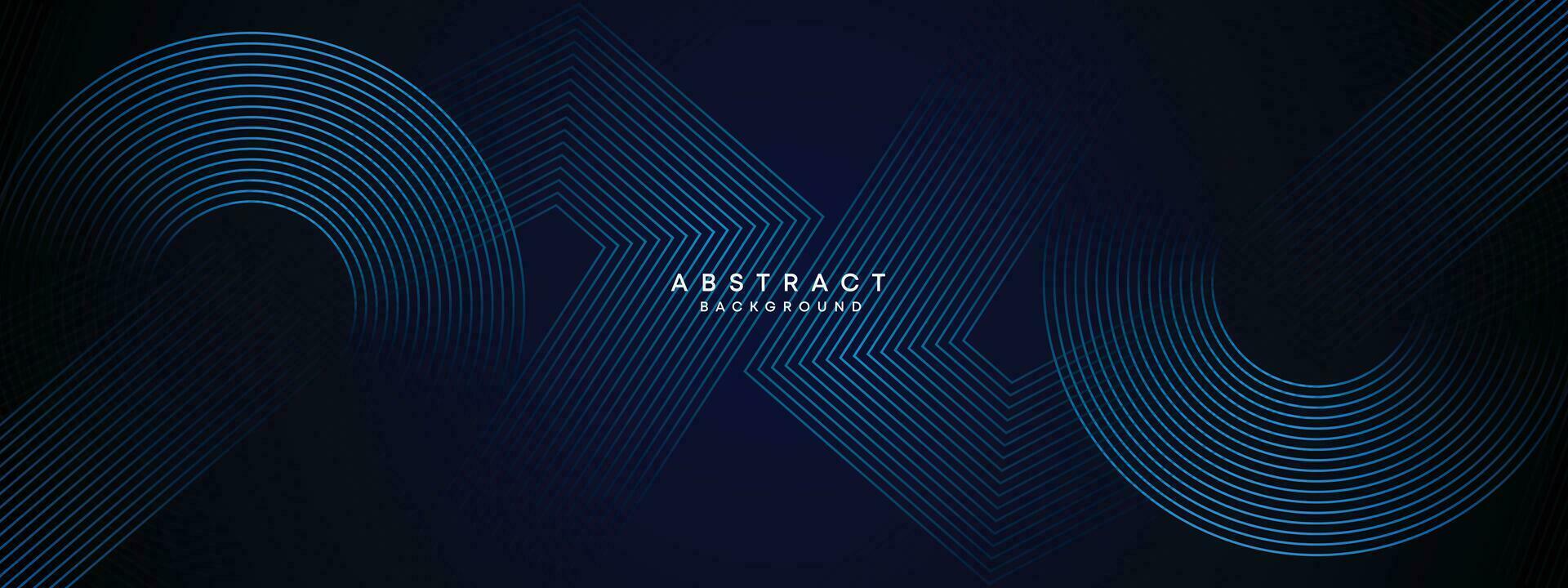 Abstract Dark Blue Waving circles lines Technology Background. Modern gradient with glowing lines shiny geometric shape and diagonal, for brochure, cover, poster, banner, website, header vector