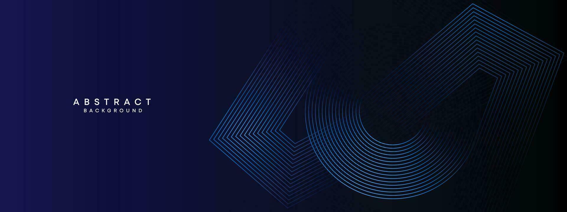 Abstract Dark Blue Waving circles lines Technology Background. Modern gradient with glowing lines shiny geometric shape and diagonal, for brochure, cover, poster, banner, website, header vector