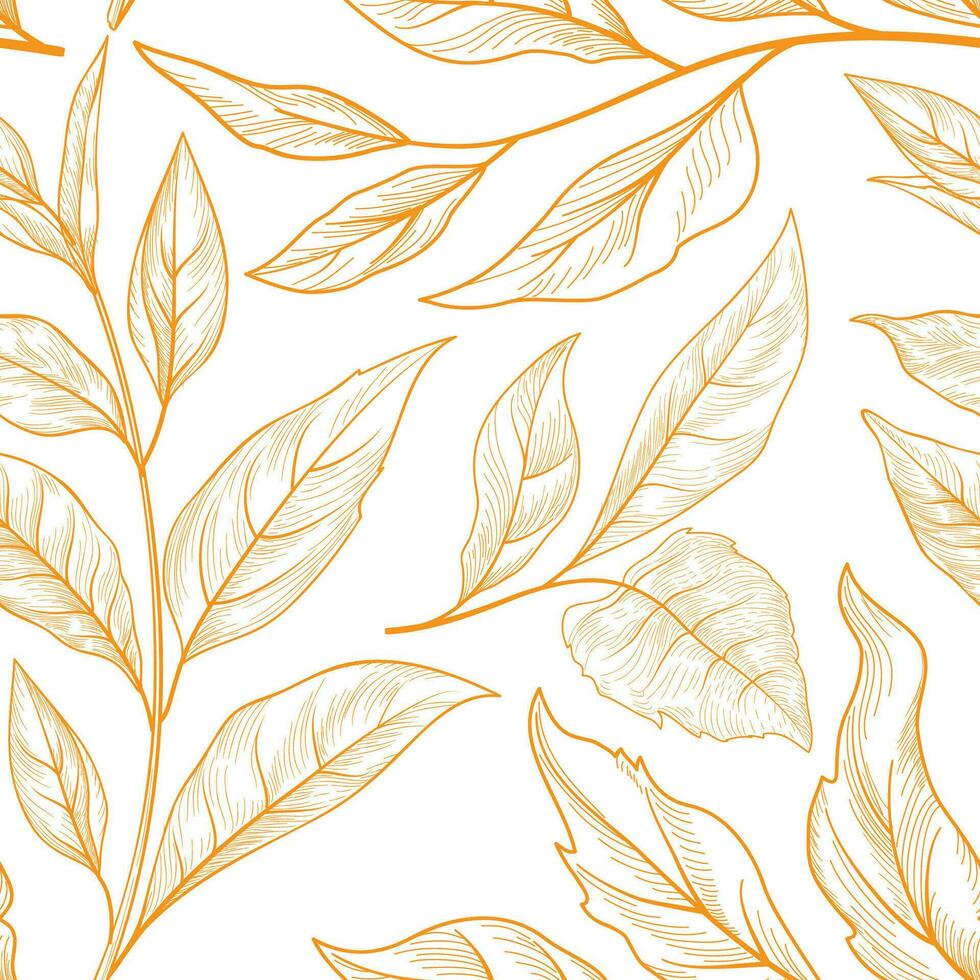 Floral seamless pattern. Branch with leaves gentle autumnal texture. Flourish nature summer garden textured leaves background vector