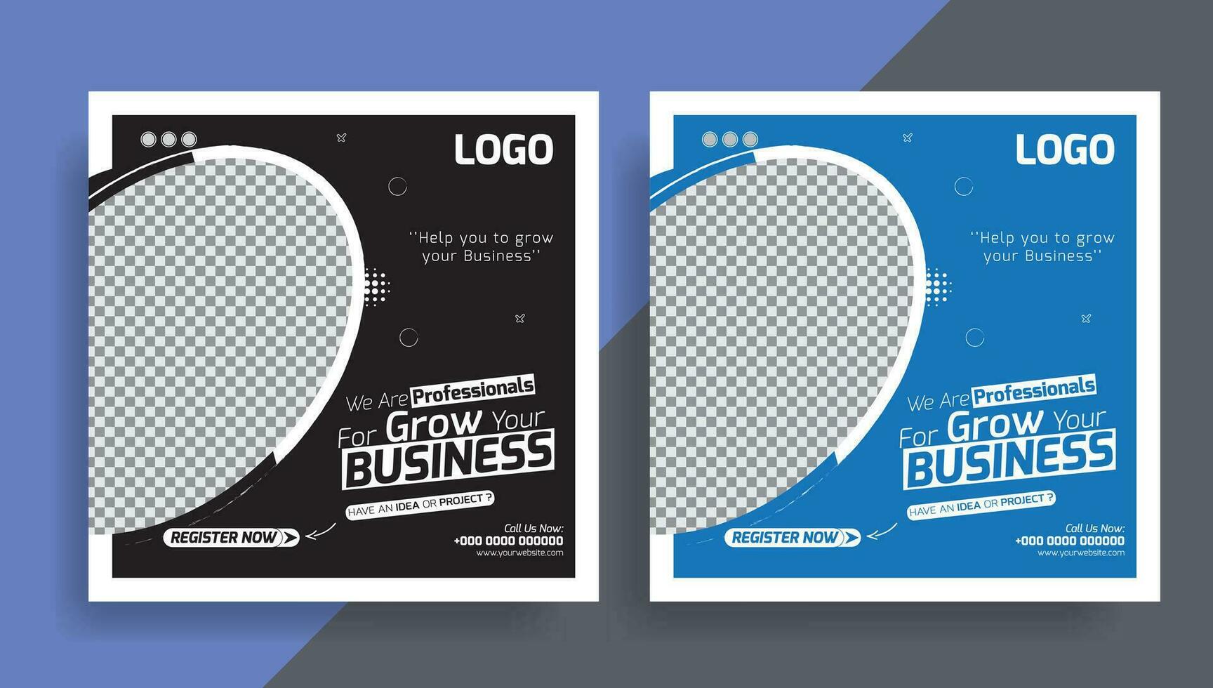 Grow your Business with us social media post template design, vector