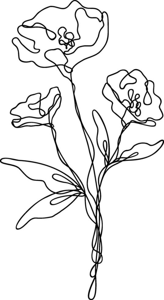 Flower Line Art Continuous vector