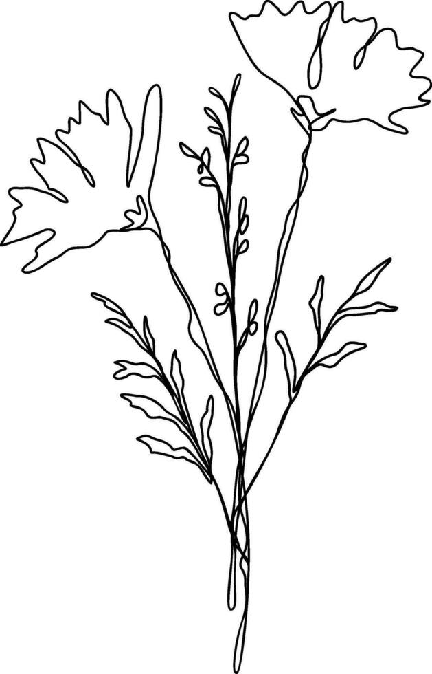 Flower Line Art Continuous vector