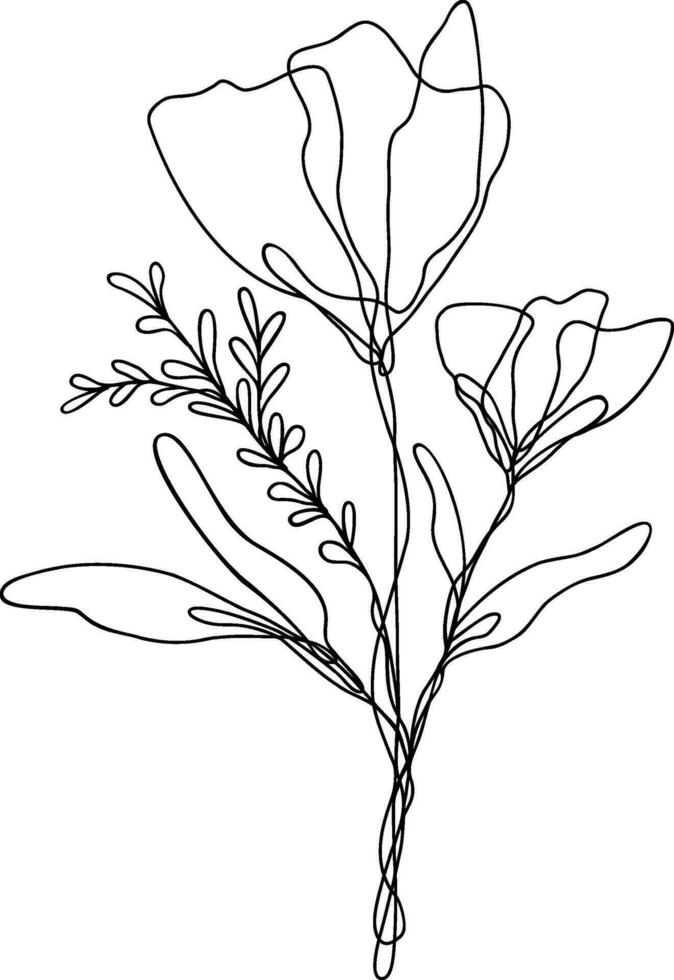 Flower Line Art Continuous vector