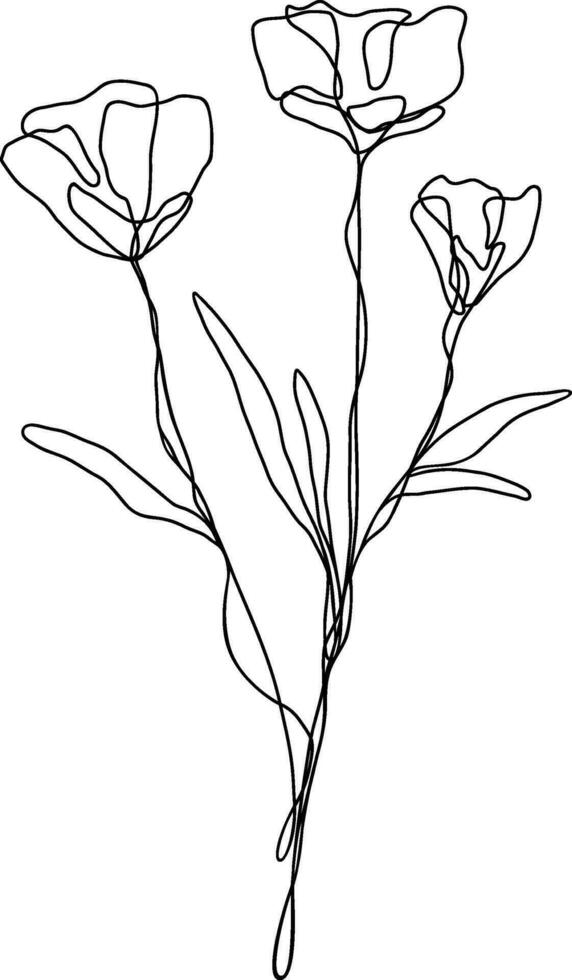 Flower Line Art Continuous vector