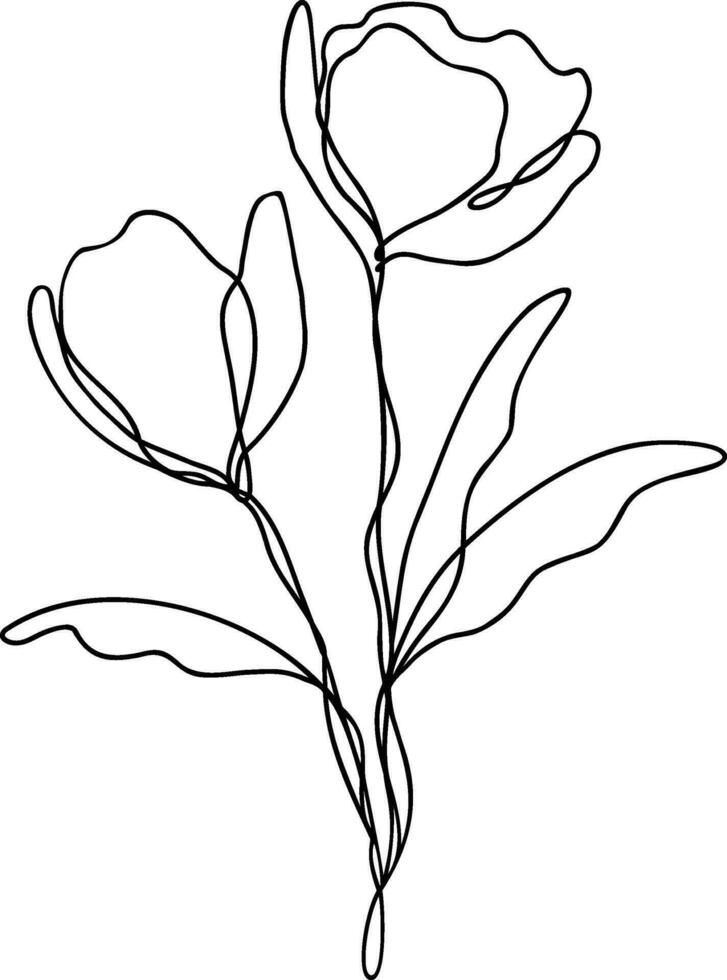 Flower Line Art Continuous vector