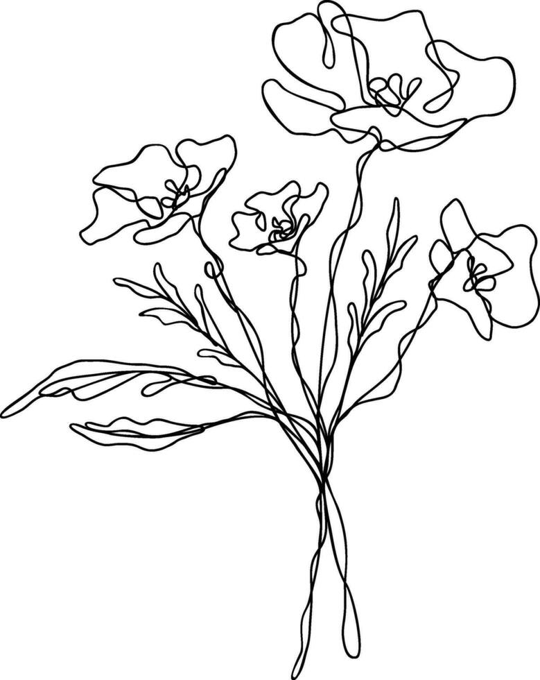 Flower Line Art Continuous vector