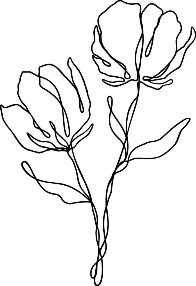 Flower Line Art Continuous vector