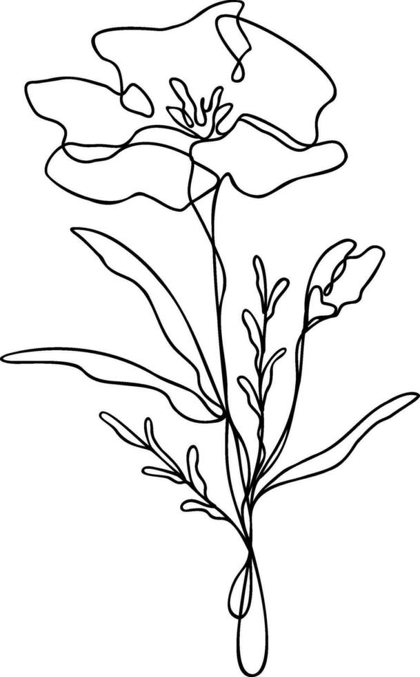 Flower Line Art Continuous vector