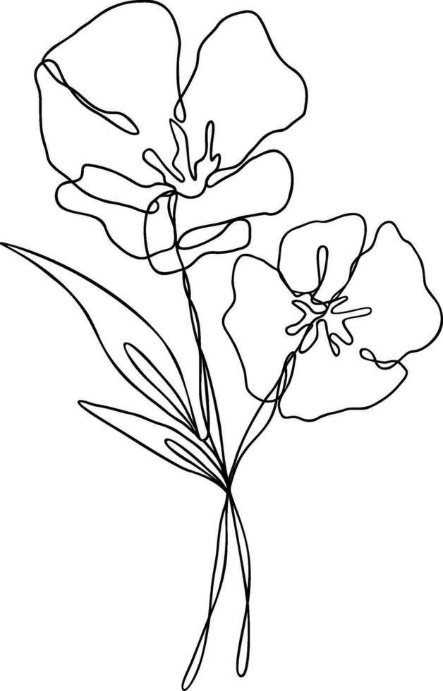 Flower Line Art Continuous vector