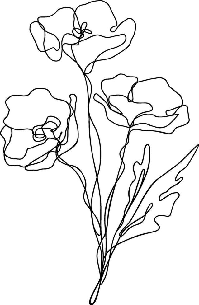 flor línea arte continuo vector