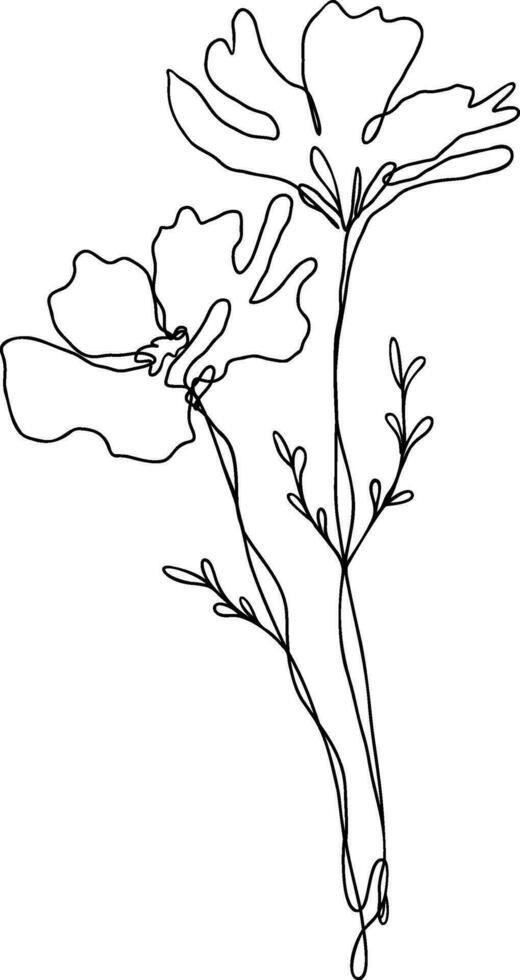 Flower Line Art Continuous vector