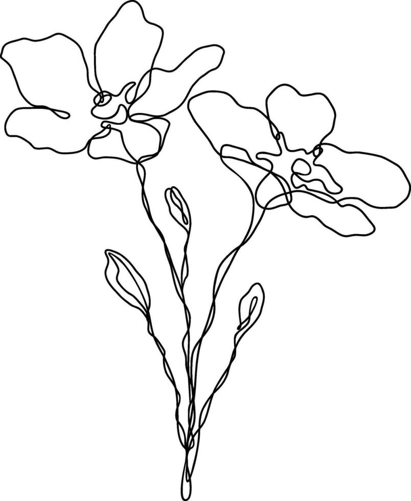 Flower Line Art Continuous vector