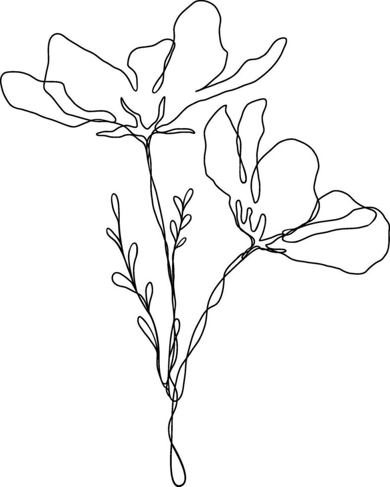 Flower Line Art Continuous vector