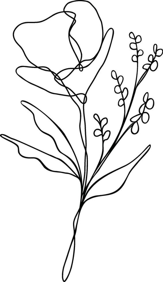 Flower Line Art Continuous vector