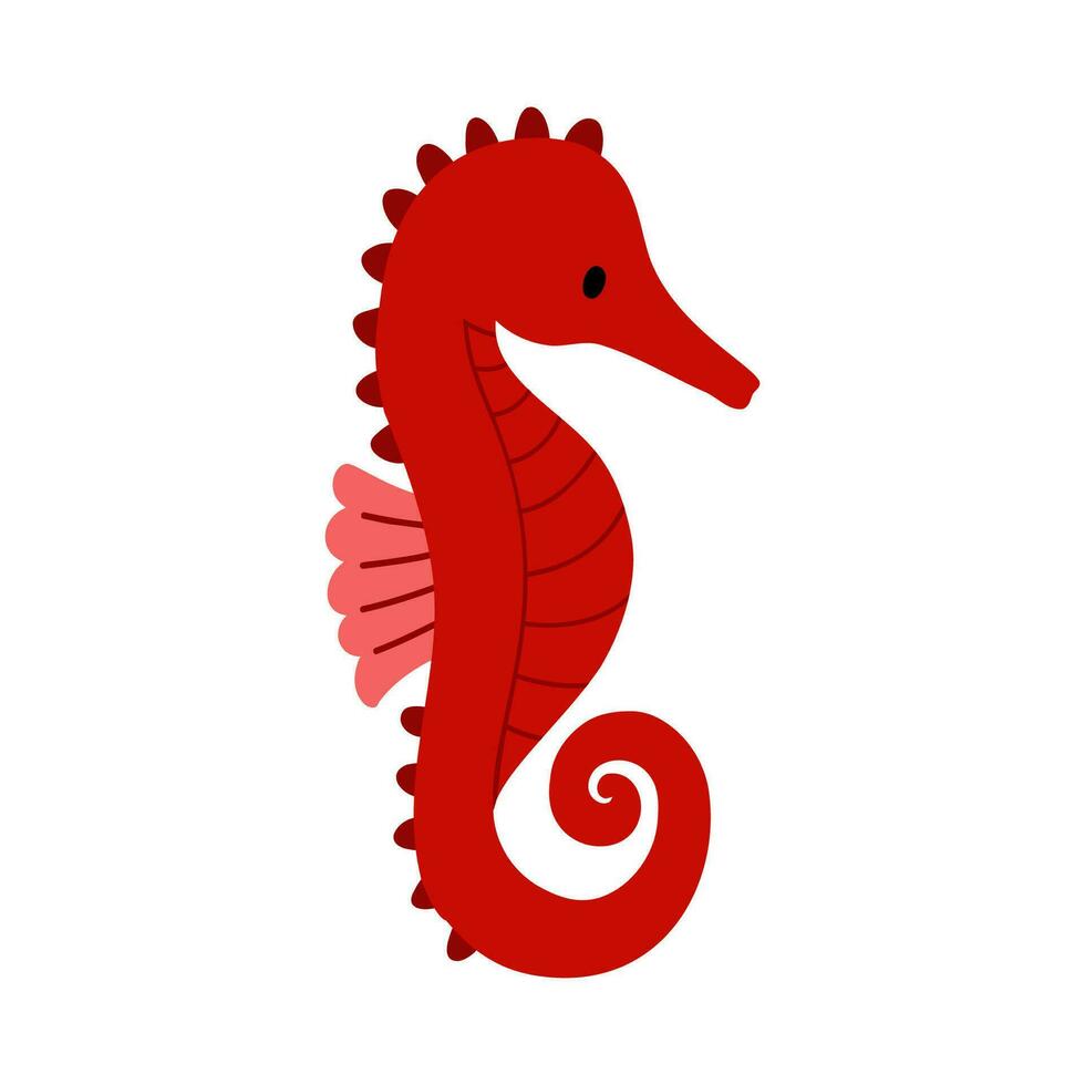 Cartoon Seahorse Icon Vector Design. Isolated on white background hand drawn flat character.