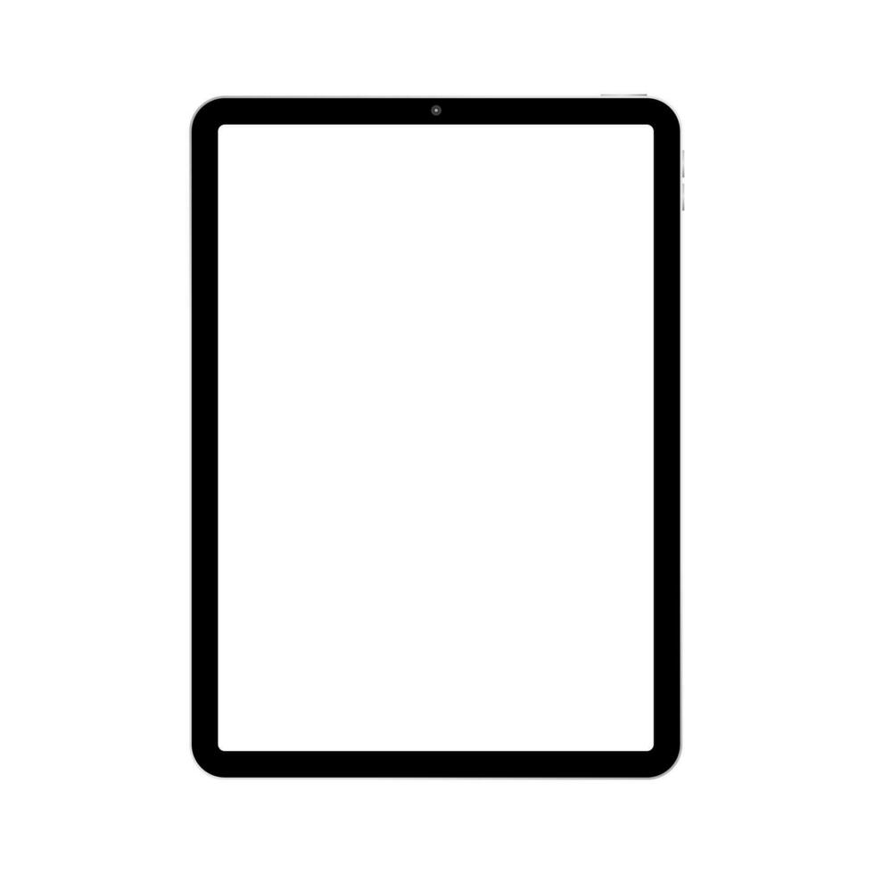 vector illustration of front view realistic tablet air5 mockup with blank white screen isolated on white background for banner or web design or advertising printing presentation.