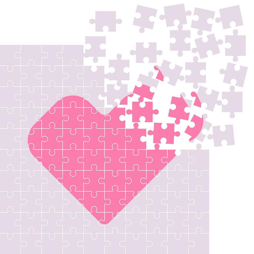 vector of jigsaw heart shape separate parts for valentine's day. unfinish jigsaw for love and heart concept.