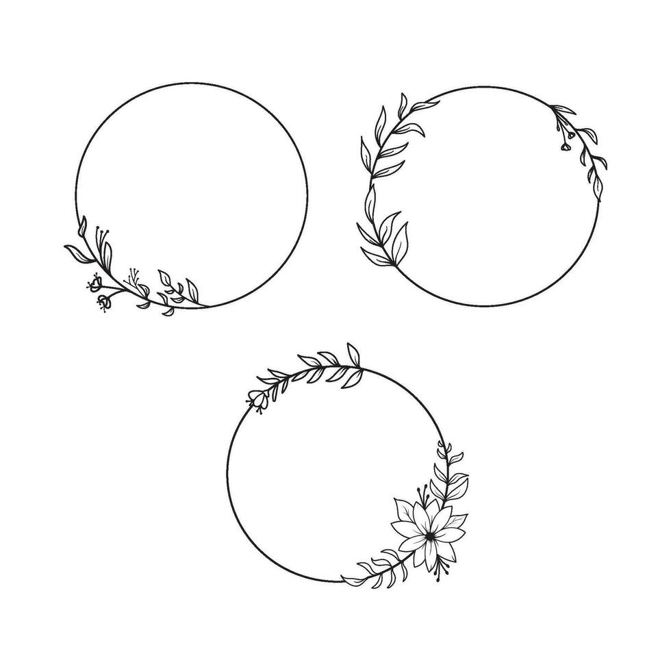 Hand Drawn Floral Wreath Floral Wreath With Leaves For Wedding vector
