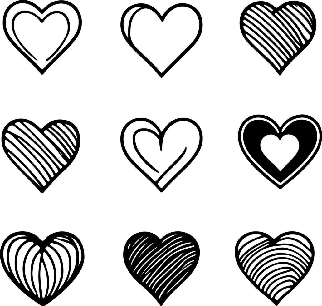 Beautiful and lovely hearts icons vector set