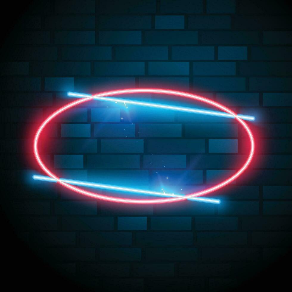 shiny glowing oval neon frame with text effect vector