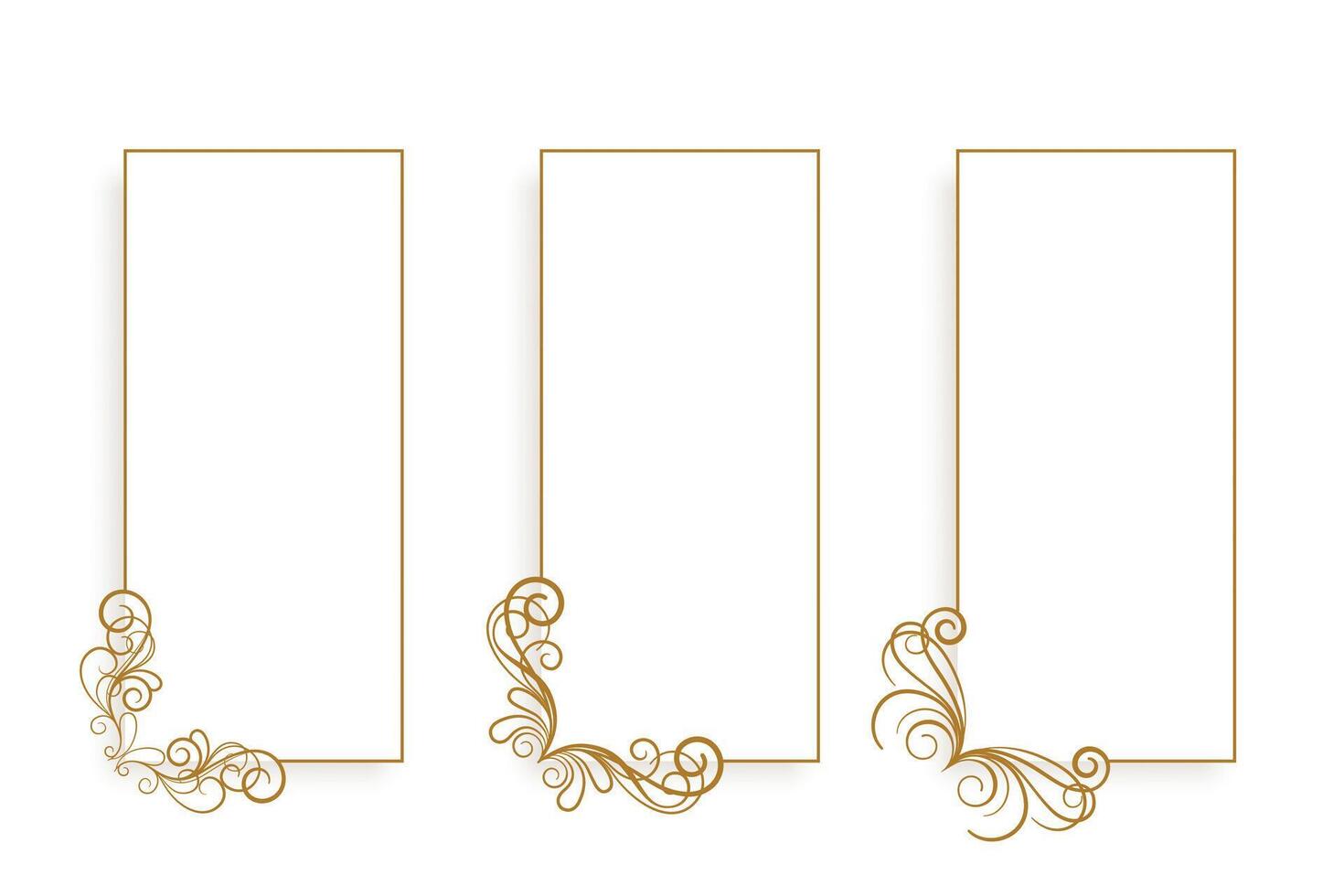 ornamental floral vertical frames set of three vector