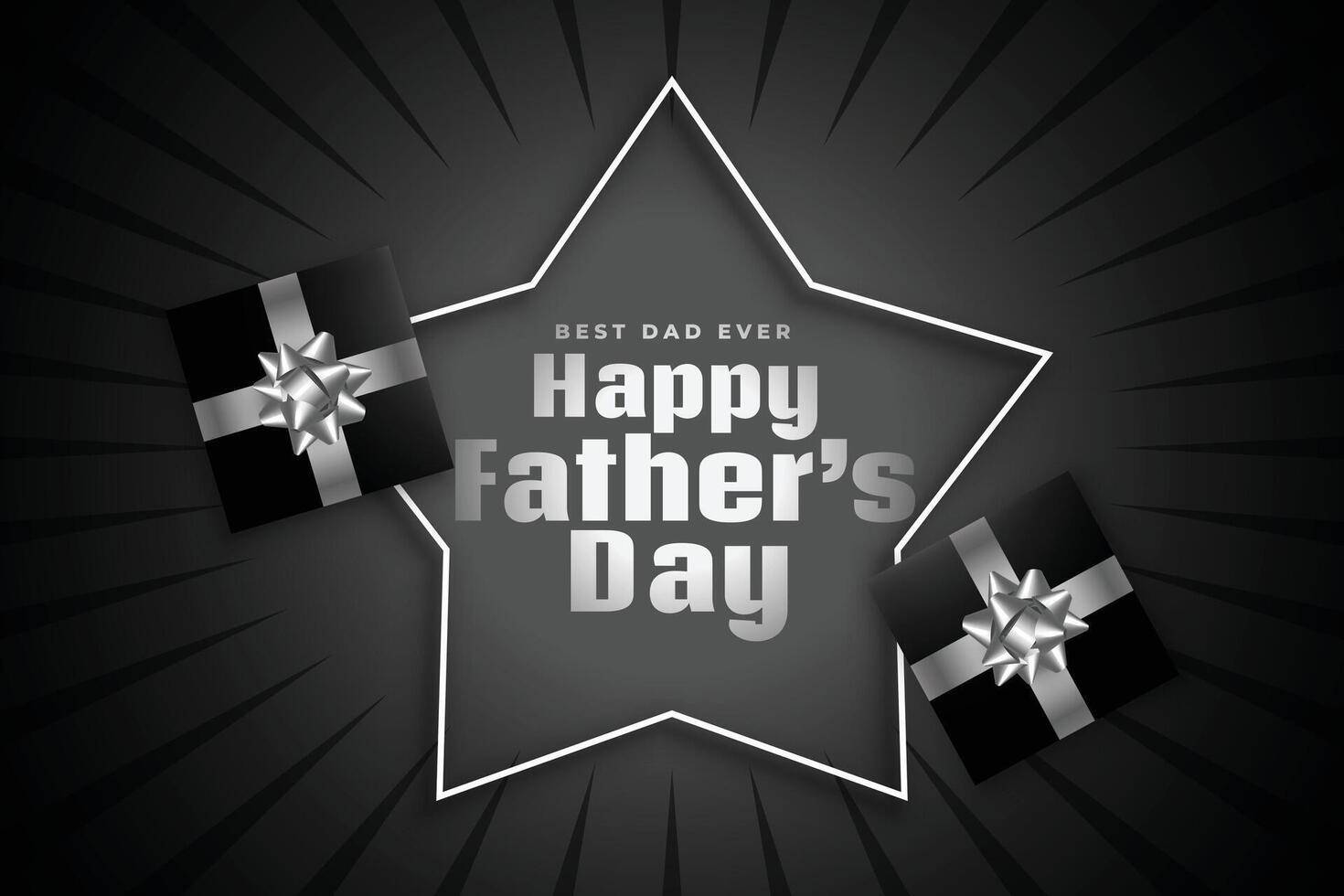 happy fathers day black greeting with gift boxes vector