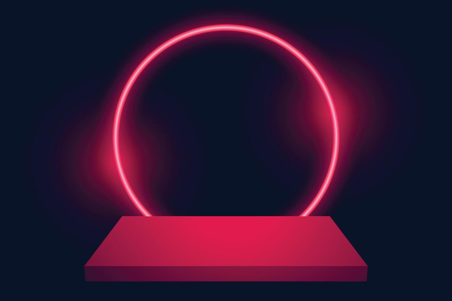 display podium with neon circle background vector