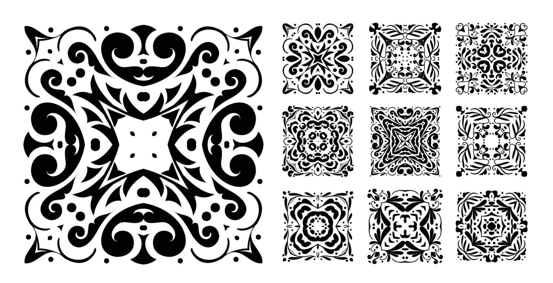 square mandala pattern set of ten vector