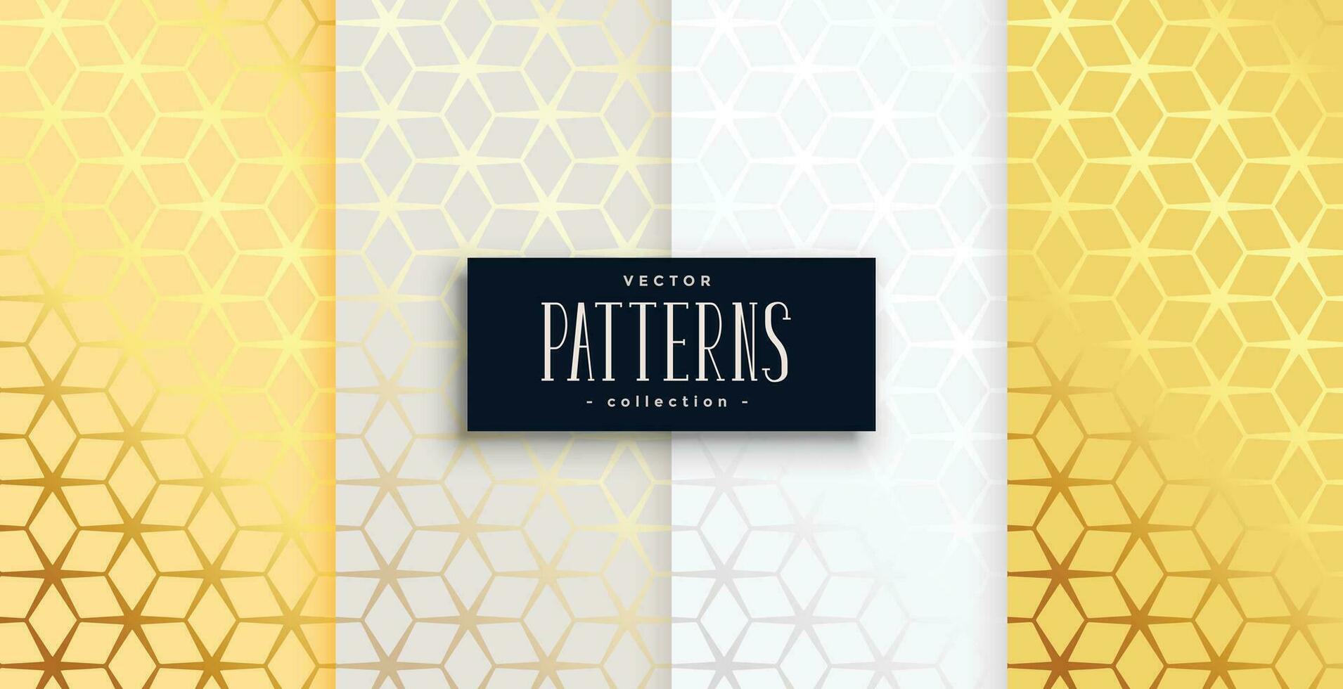 golden geometric hexagonal pattern set of four vector