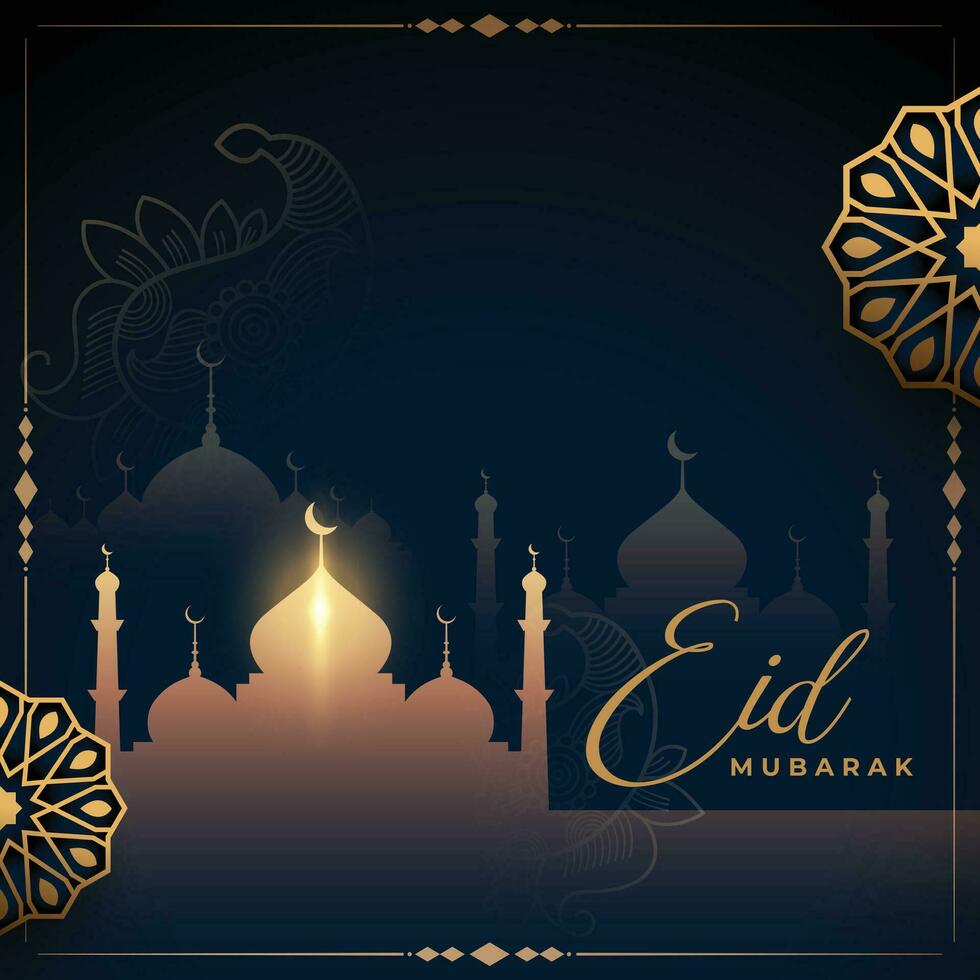 realistic eid mubarak background with islamic decoration vector