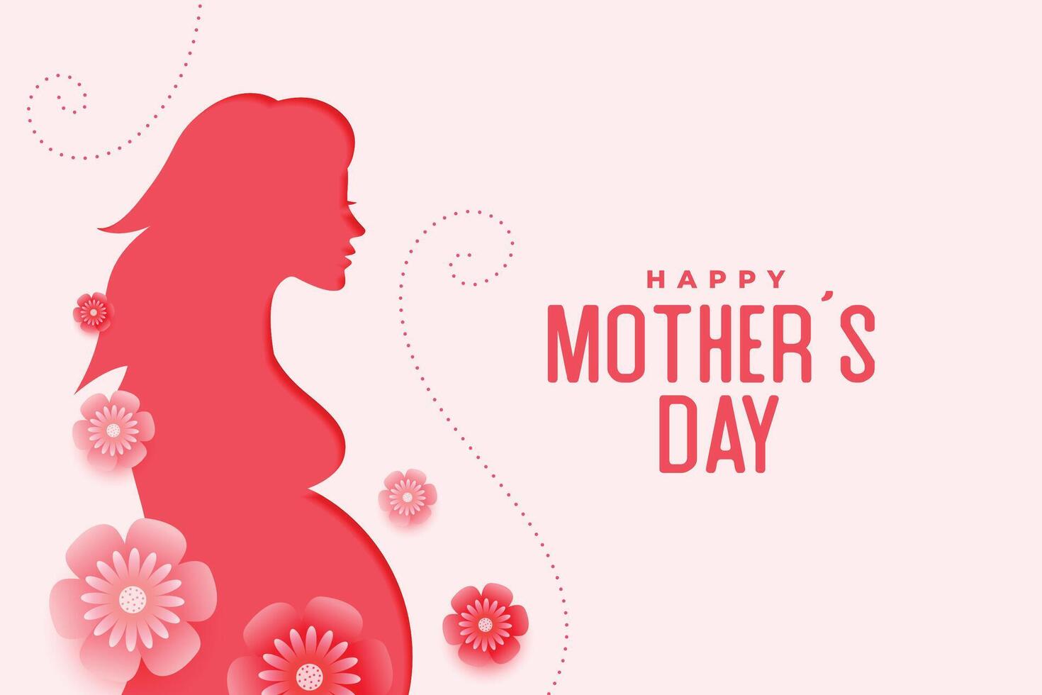 mothers day greeting with pregnant women and flowers vector