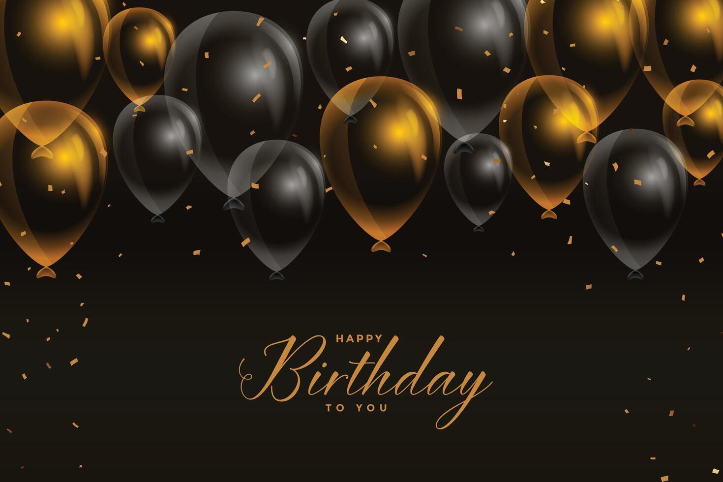 negro y dorado contento cumpleaños globos tarjeta diseño vector
