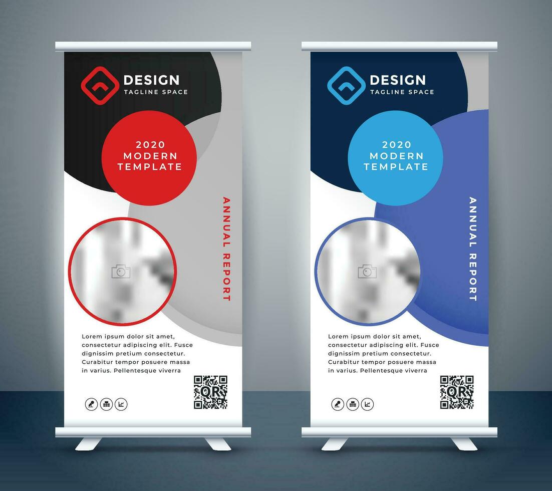display stand roll up standee banner template vector