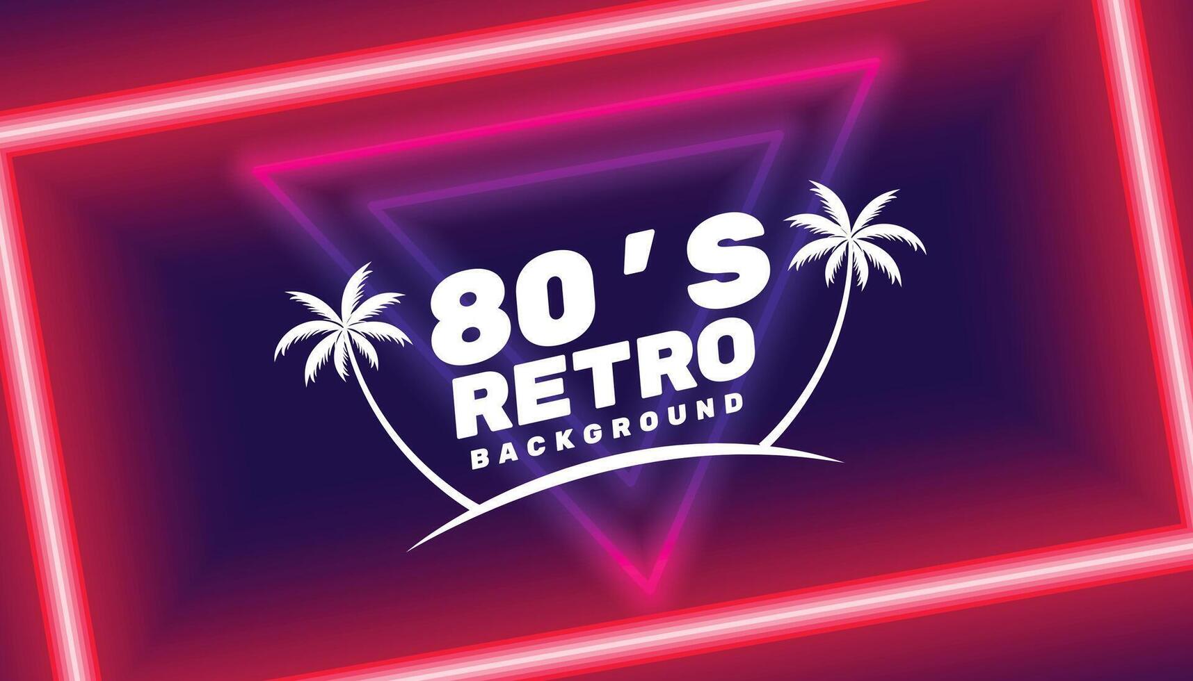 80s retro paradise background with neon led shapes vector