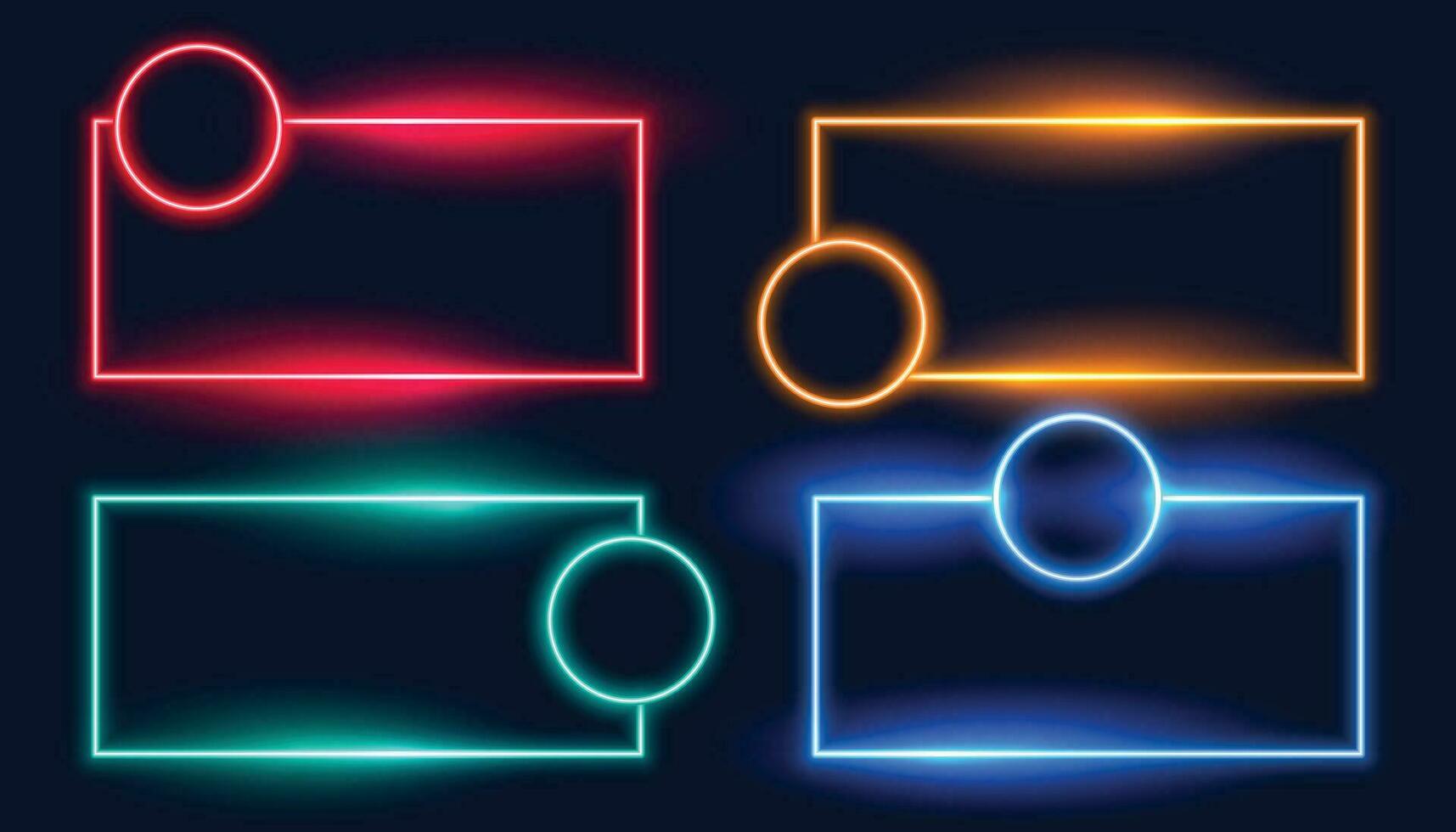 neon frames set in four colors vector