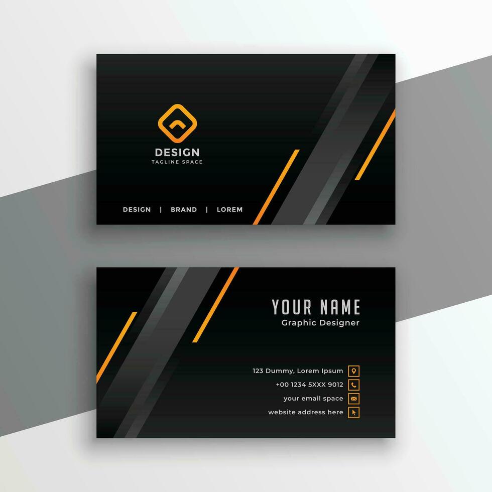 dark business card with yellow lines design vector