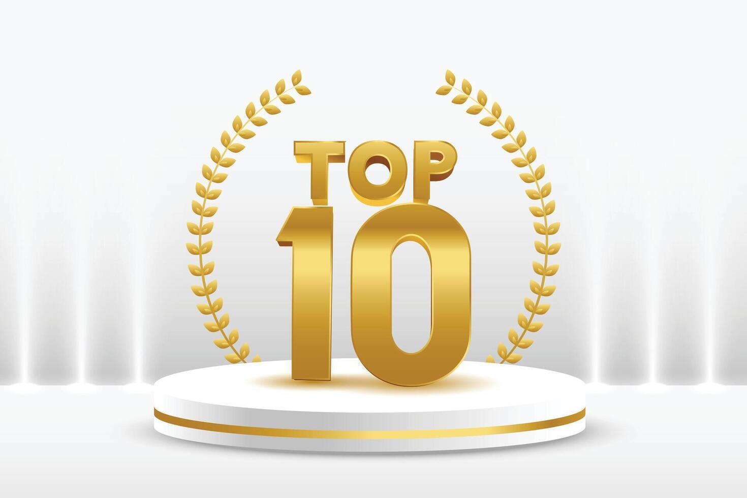 top 10 golden podium award background vector