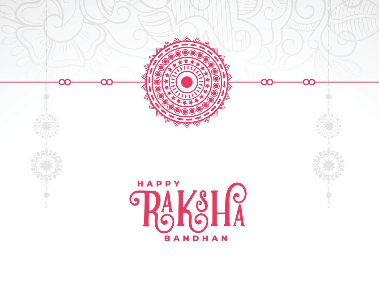 raksha Bandhan blanco tarjeta con decorativo plano rakhi diseño vector