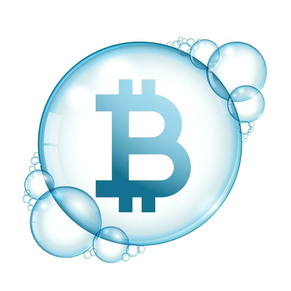 bitcoin bubble cryptocurrency burst concept background vector
