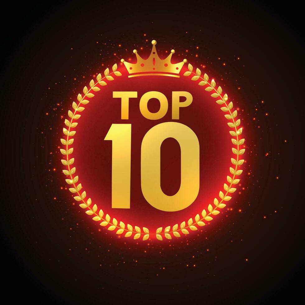 top 10 award background in golden with crown vector