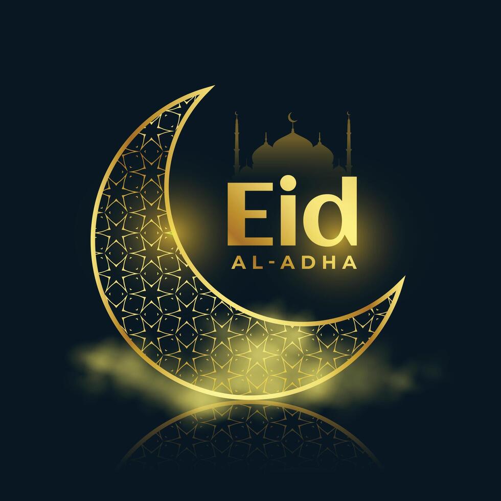 eid al adha shiny islamic style greeting design vector