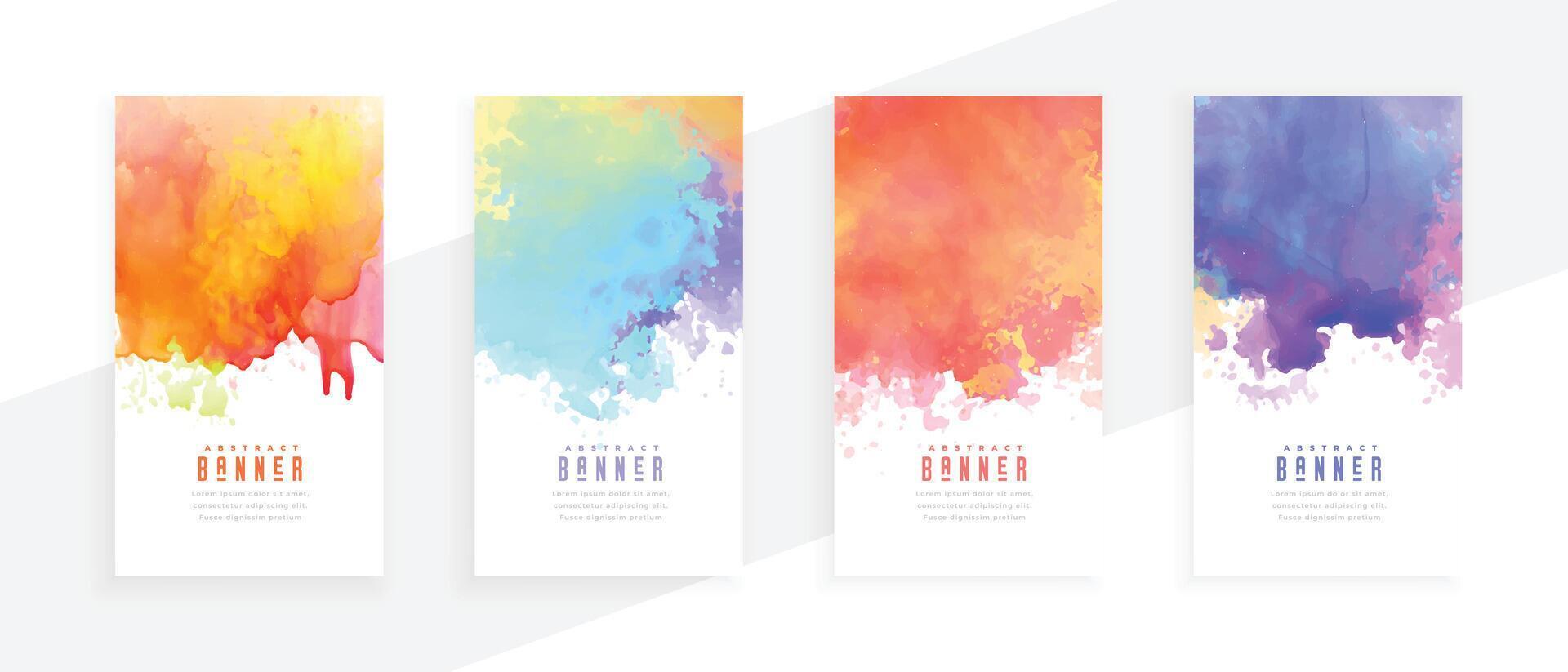 colorful abstract watercolor splatter banners set vector