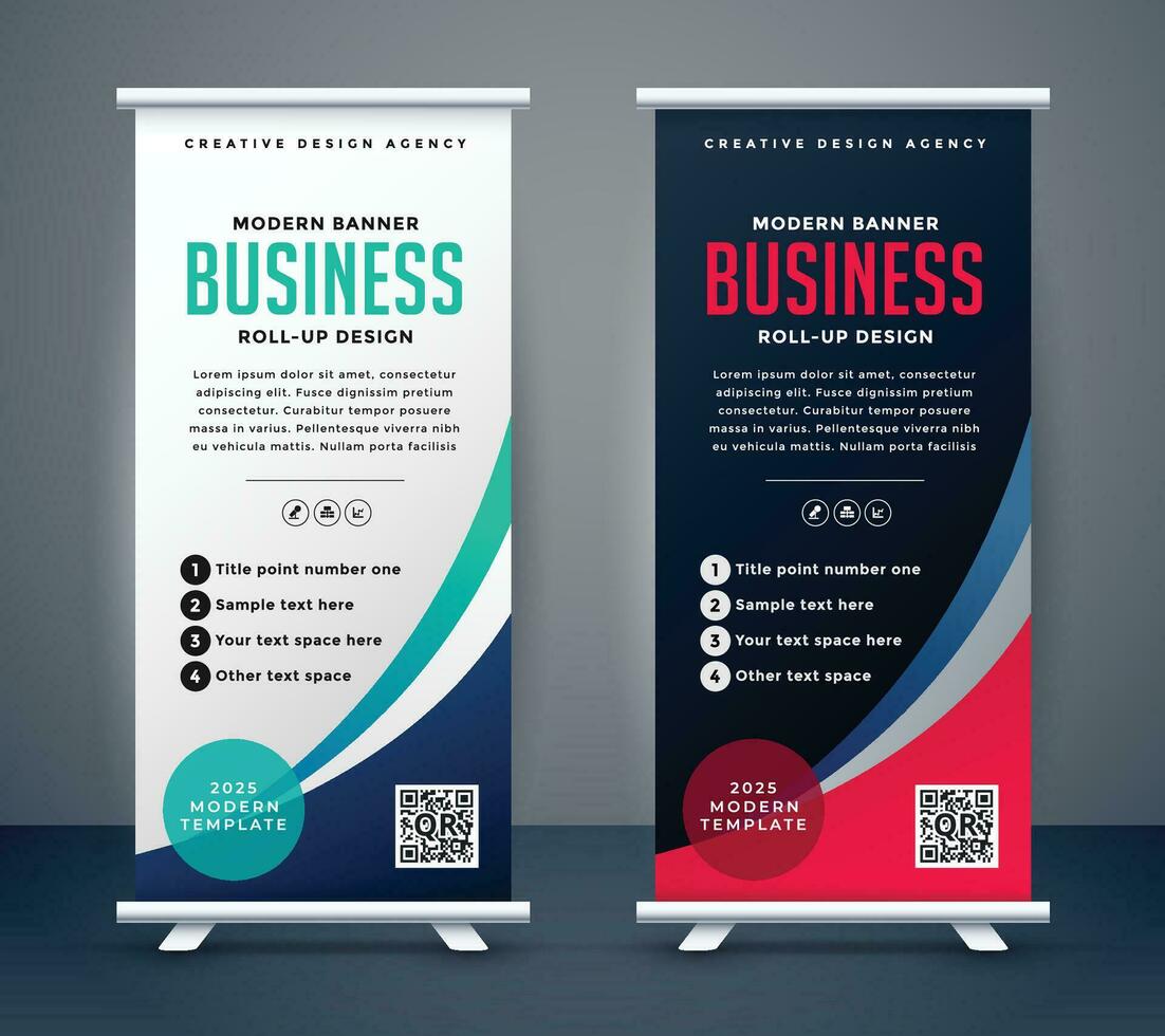 abstract roll up display standee banner in dark and light shade vector