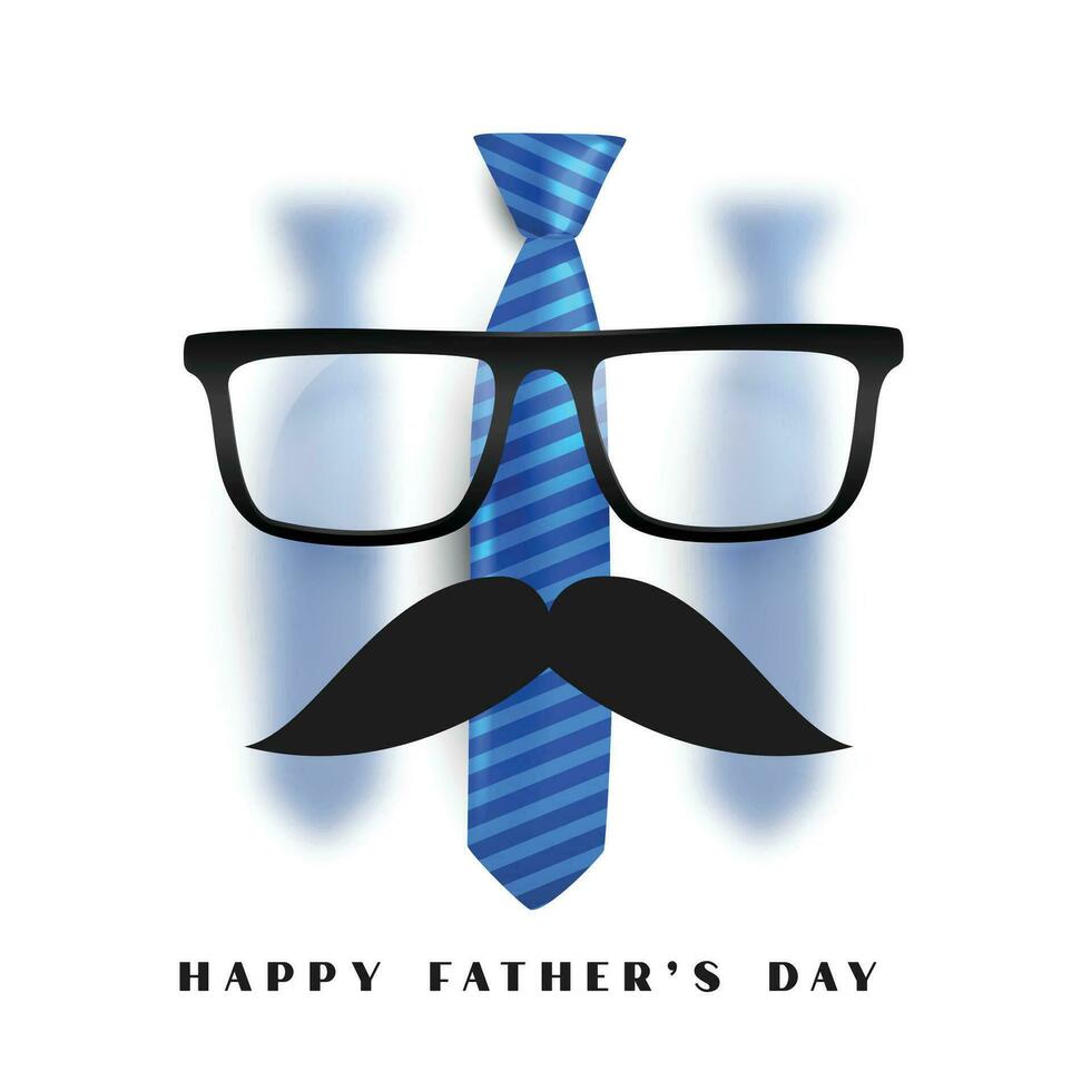 happy fathers day card with glasses mustache and tie vector